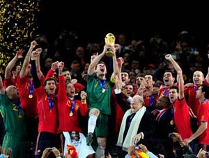 Spain wins the 2010 FIFA World Cup